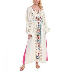 NWT FARM RIO White Macaw Embroidered Maxi Dress